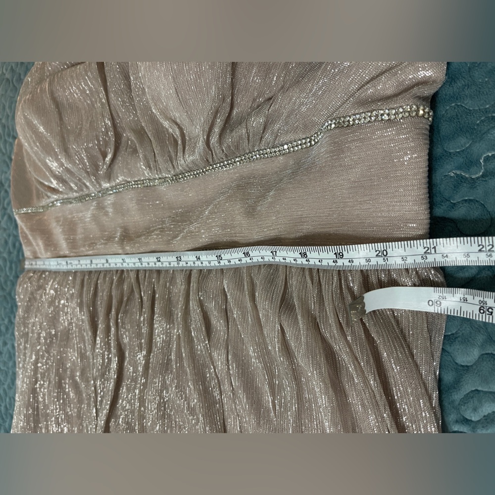 Oleg Cassini Metallic Formal Evening Gown Sz 20W Blush Sleeveless Full Length - Picture 10 of 14